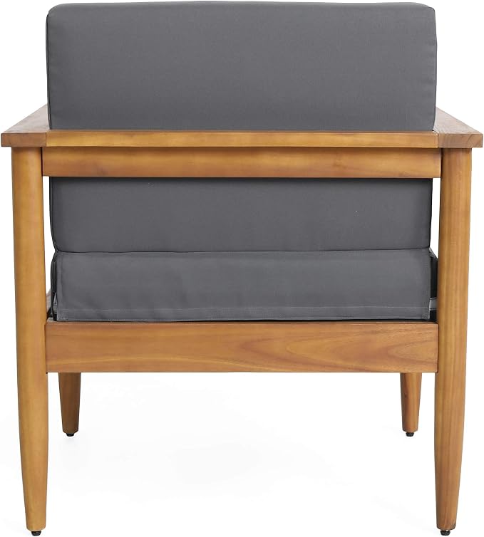 Eudora Outdoor Acacia Wood 2 Seater Chat Set, Teak and Dark Gray