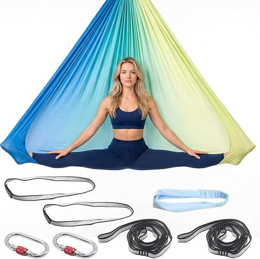 Dark Green Aerial Yoga Hammock, 400×180 Cm Flexible Silk Swing, Ideal for Relaxation and Stress Relief for Sports Enthusiasts