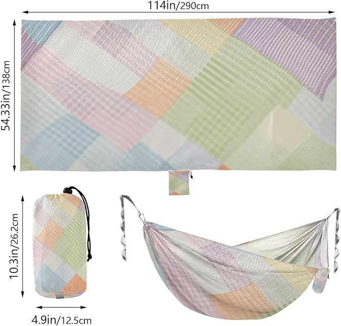 Colored Square with Irregular Lines 330lb Capacity Hammocks with Portabl Carry Bag Backyard Hammock for Outside Patio Garden para ir de Camping
