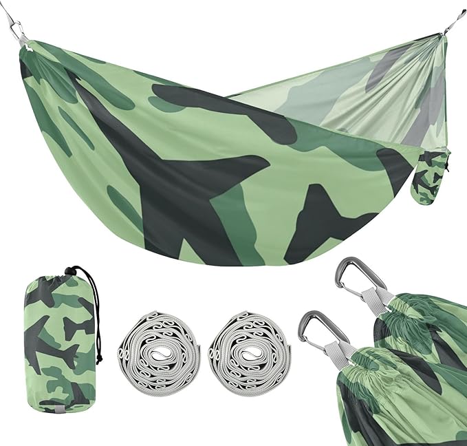 Green Planes Camouflage 330lb Capacity Camping Hammocks with Portabl Carry Bag Cloth Hammock for Outside Patio Garden Base para poner hamaca