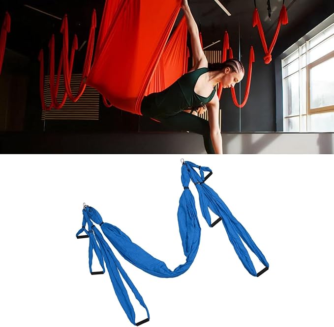 Aerial Yoga Swing Set, Polyester Cotton Yoga Hammock Set, Adjustable Improve Flexibility Yoga Hammock for Physical Exercise (Dark Blue)