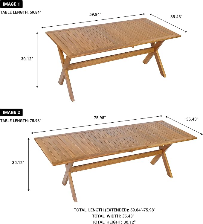 Christopher Knight Home Tomi 7 Piece Acacia Wood Outdoor Dining Table Set for 6, Extendable Dining Table and 6 Chairs with Mesh Back & Seat, Wooden Outdoor Patio Furniture Set, Teak + Black