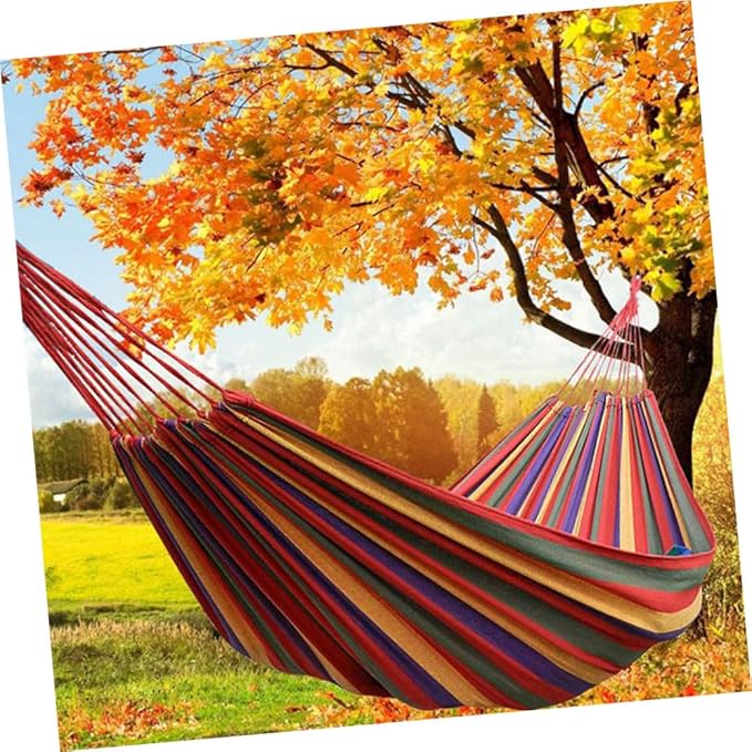 Canvas Hammock Outdoor Hanging Chair Striped Portable Camping Swing 190x85cm European Rainbow Color for Garden Patio and Indoor Use