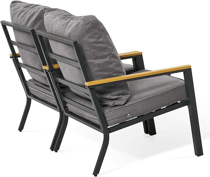 ivinta 4 Pieces Patio Furniture Sets with Coffee Table, Modern Wrought Iron Outdoor Conversation Sets with Removable Seating Cushion for Backyard Garden Porch, PF05 (Gray)