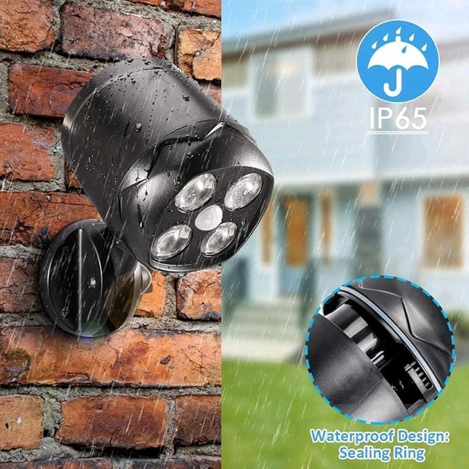 Motion Sensor Outdoor Lights, Battery Operated Outdoor Light, 1000LM Motion Detector Lights for Outside, 6000K LED Security Light Battery Powered Spotlight for House Wall, Black(2 Pack)