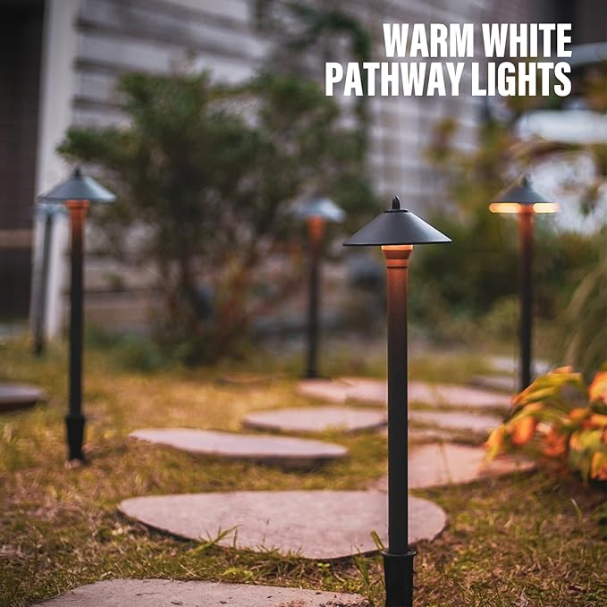 VENUS MANUFACTURING 24PK Low Voltage LED Pathway Lights 1.2W Outdoor Landscape Lighting 40 Lumen Landscape Path Lights 2700K for Lawn Patio Yard Walkway Driveway Pathway Garden
