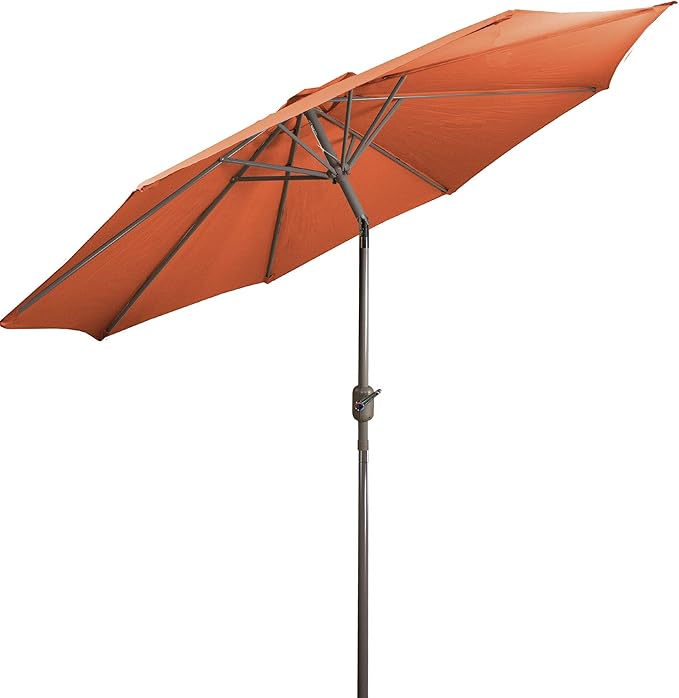 Northlight 9ft Outdoor Patio Umbrella with Hand Crank and Tilt - Terracotta Orange