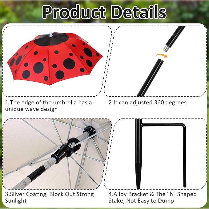 Plant Umbrellas for Outdoor Plants, Large Garden Plant Umbrella Shade Upgraded Adjustable Angle Height for Potted Plants Garden Beds