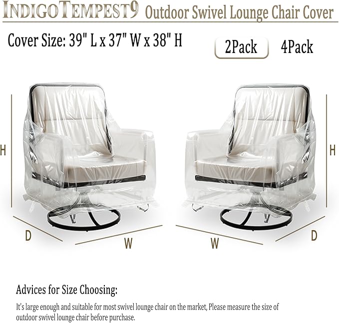 Outdoor Swivel Lounge Chair Cover, Waterproof Heavy Duty Outdoor Chair Covers, Patio Rocking Chair Covers for Furniture (2Pack-39'' L x 37'' D x 38'' H)