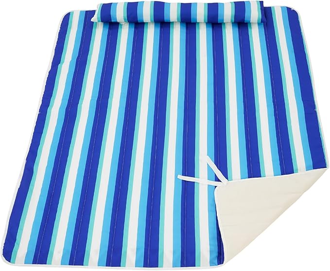 Lazy Daze Hammocks 2 Person Hammock Pad and Pillow Set, Double Polyester Quilted 78" x55" Replacement Pad for Rope Hammock, Ocean Stripes