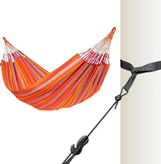 La Siesta® Large Double Brisa Classic Hammock & TreeMount, Trees Beams Posts Suspension Kit - Indoor Outdoor Hammock Swing, Weather Resistant, Toucan