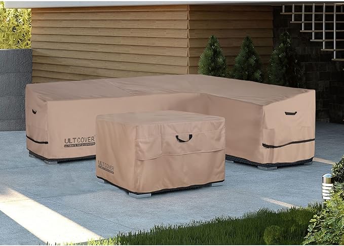 ULTCOVER Patio L-Shaped Right Facing Sofa Cover Waterproof for 4-Seater Outdoor Sectional Furniture Couch 85”W (Back Length) x 58”W (Right Side)