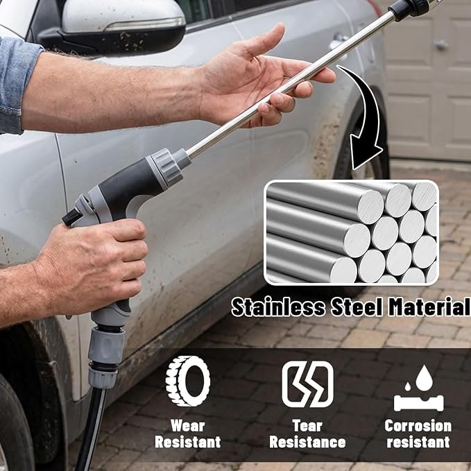 Cordless Pressure Washer, Portable Pressure Washer Guns with Adjustable Power Hose, Cordless Power Washers with 2 Mode Spray Nozzle, for Car, Patio, Porch, Sidewalk, Pathway, Driveway, Flower
