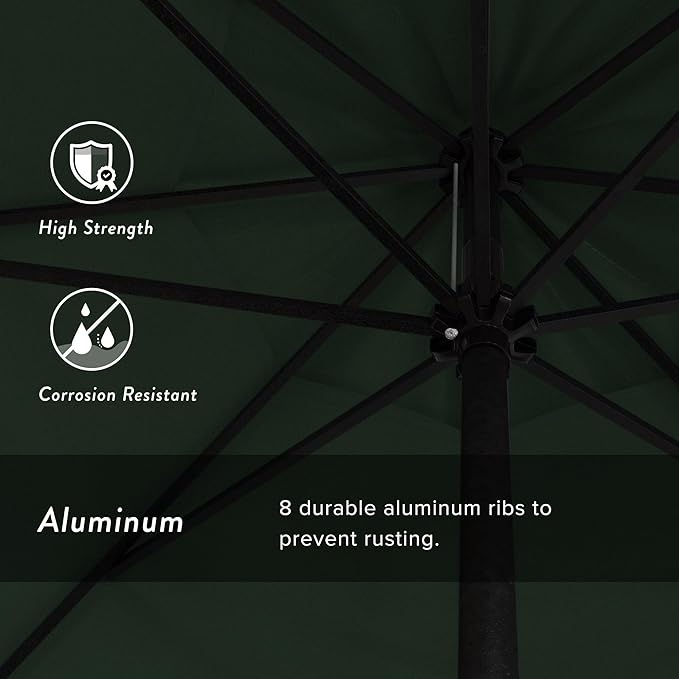 California Umbrella 7.5' Rd Aluminum Patio Umbrella, Crank Lift, Auto Tilt, Black Finish