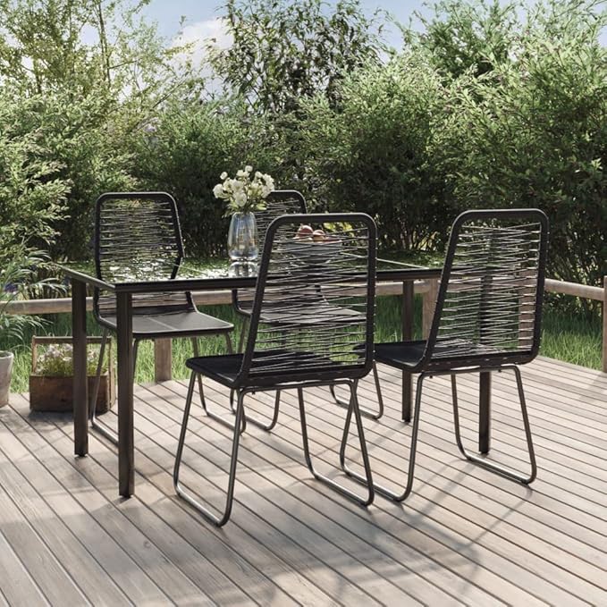 Backyard Furniture Patio Conversation Sets Outdoor Seating 5 Piece Patio Dining Set Black Suitable for Swimming Pool, Courtyard, Garden