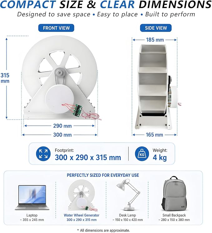 Low-Speed Hydroelectric Turbine,Steel Construction,50w/100w Home Outdoor Water Wheel Hydropower Generator,for Streams & Rivers 50W