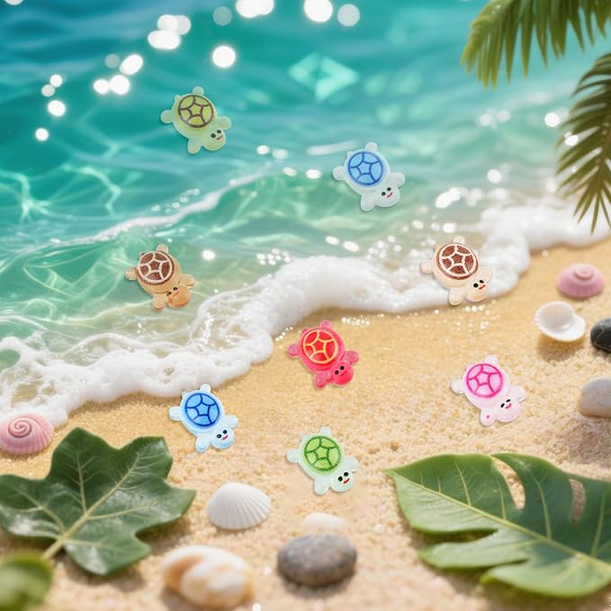 240pcs Luminous Mini Resin Turtles, Glow in the Dark Tiny Sea Turtle Animals Bulk to Hide Miniature Figures Small Plastic Ocean Animal for Fairy Garden Micro Landscaping Dollhouse Home Decor Crafts