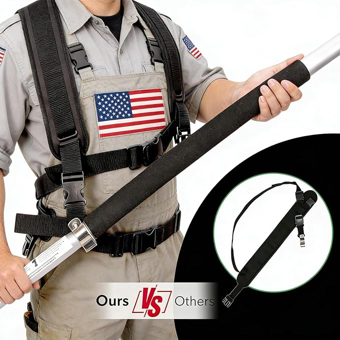 Hourleey 24 FT Telescoping Pressure Washer Wand, Power Washer Extension Wand with Brush Head, Gutter Cleaner, 3 Curve Wands, Adjustable Support Belt, Pivoting Coupler, 7 Spray Nozzles, 4000 PSI