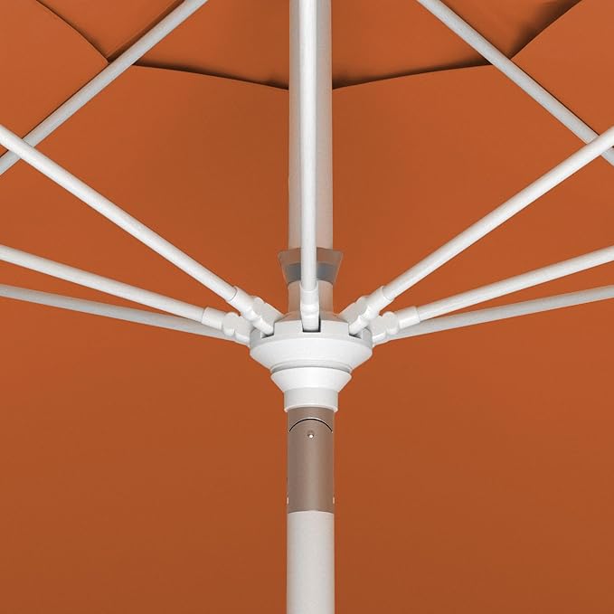 California Umbrella 11Ft Sunbrella Patio Umbrella, Fiberglass Ribs, Hand-Crank, Tilt-Collar, White Frame, Tuscan Fabric