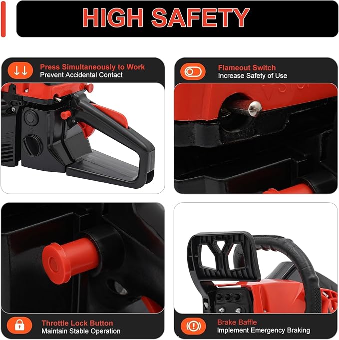 Gas Chainsaw, 2 Stroke Gas Powered Chainsaw, Gasoline Chainsaw Handheld Cordless Petrol Chain Saws for Tree Cutting, Gardens, Farms (18 Inch 58CC)