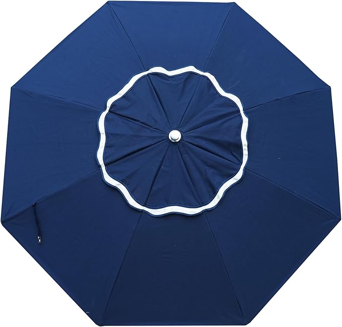 AMMSUN 7.8ft Seashore Umbrella, Outdoor Umbrella, Boho Patio Umbrella with UV 50+ Air Vent Ash Wood Pole Carry Bag & Water-Resistant Canvas Navy Blue