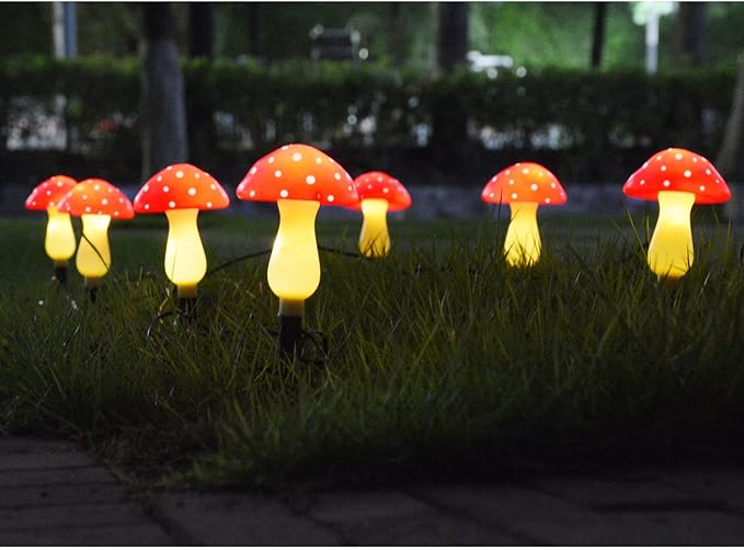 Homeleo 8-Pack Red Mushroom Solar Lights for Outdoor Garden Decor