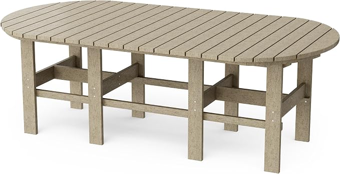 Wildridge Classic 7-Piece 44"x84" Dining Set, Weathered Wood - Outdoor Weather Resistant Recycled Plastic Furniture for Patio