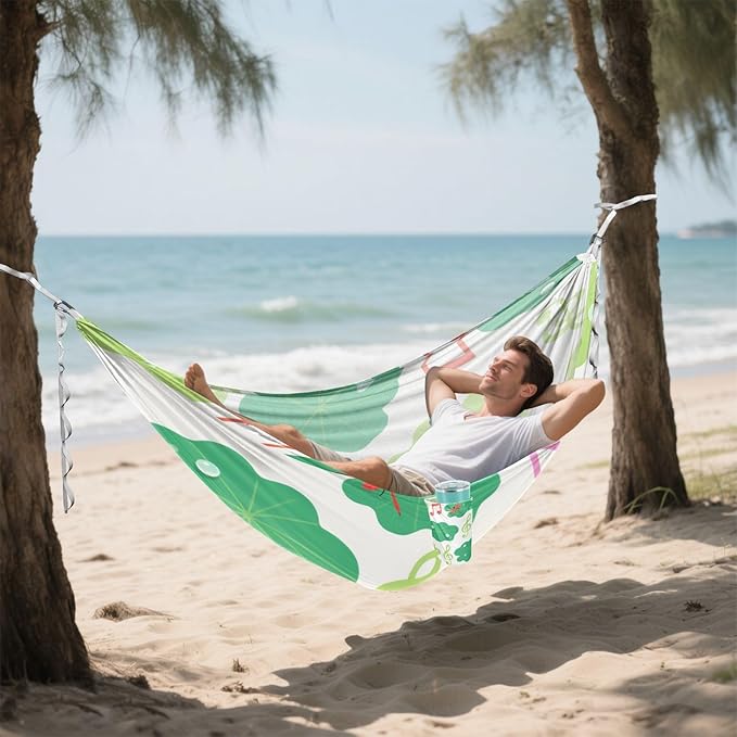 Summer Leaf Water Drop Colorful 330lb Capacity Hammocks with Tree Straps Hanging Hammock for Camping Travel Accessories Base para poner hamaca