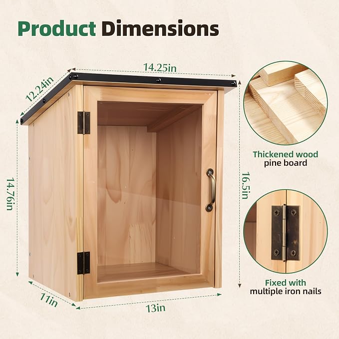 Little Free Library Box Outdoor – Waterproof Outdoor Library Book Box, Little Wooden Cabinet for Sharing Books, Art, Newspapers – DIY Paintable, Clear Window, Magnetic Lock