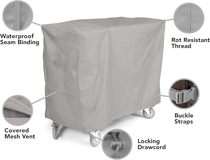 Covermates Ultima Outdoor Serving Cart Cover – Heavy-Duty All-Weather Patio Furniture Protector with Mesh Vent, 600D Ripstop Polyester, Drawcord & Buckle Straps, 50W x 30D x 34H, Ripstop Grey
