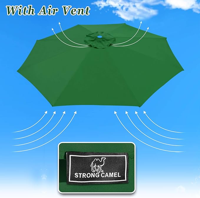 Replacement Patio Umbrella Canopy Cover for 13ft 8 Ribs Umbrella Taupe (CANOPY ONLY) (Green)