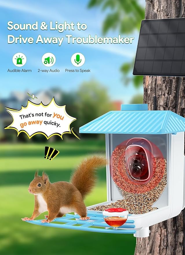 Osoeri Bird Feeder with Camera - Solar Smart Bird Feeder with AI Identify, 1080P HD Auto Capture Birds Video, Real-Time Alerts, Gifts for Family and Friends, 2.4GHz WiFi