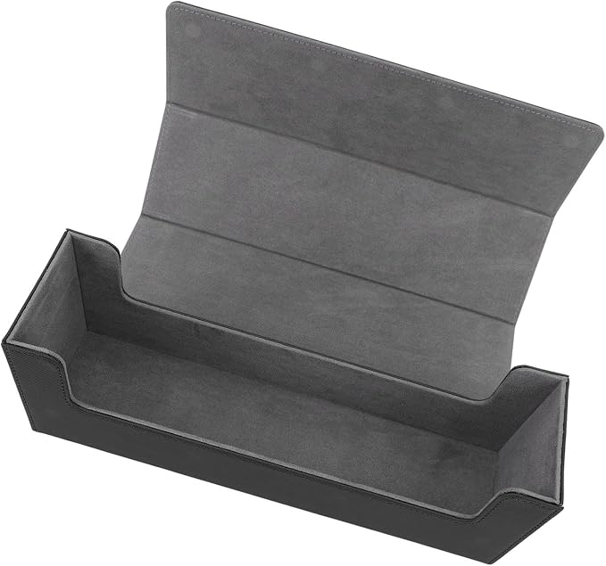 Alomejor PU Leather Card Storage Box, Large Capacity Magnetic Closure Deck for 400+ Cards with Felt Lining, Elegant Design for Tarot and Game Cards (Black)