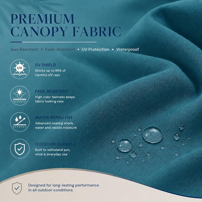 10ft Patio Umbrella, 3-Tier Vented Outdoor Table Umbrella with 8 Sturdy Fiberglass Ribs, Windproof Market Umbrella with Push Button Tilt and Crank, UV Protection for Deck, Pool, Lake Blue