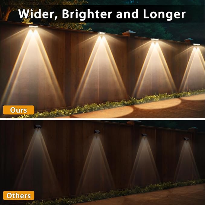 Solar Fence Lights Outdoor - 20 Pack RGB Fence Lights Solar Powered, 7 Color Modes & Warm White, IP67 Waterproof Dusk to Dawn Solar Powered Lights 12+ Hours for Fence/Backyard/Wall/Step/Patio/Deck
