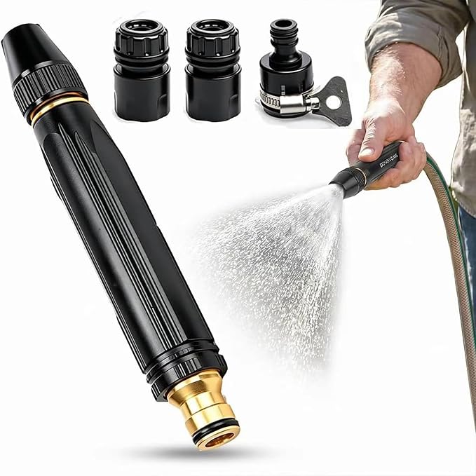 Home High-Pressure Car Wash Water Gun，2026 Pressure Power Washer Nozzle with Metal Connector Set，Heavy Duty Adjustable Hose Nozzle，Jet Nozzle Power Washer for Garden Hose、Car Wash (1pcs)