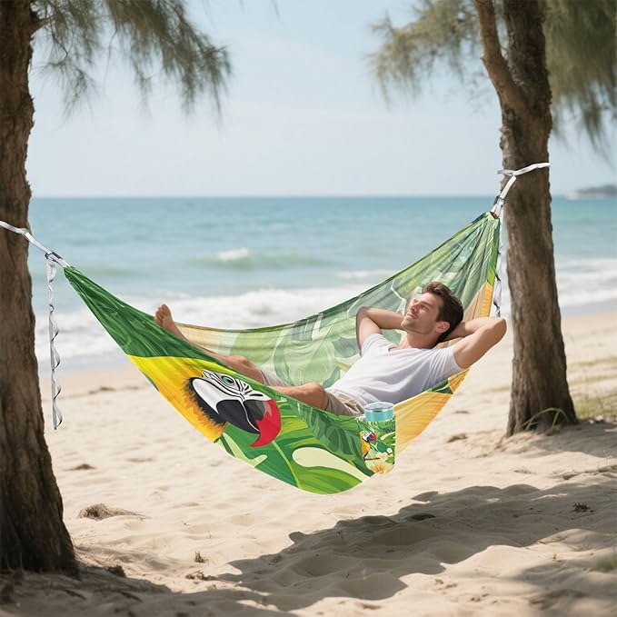 Tropical Plants Parrots Animals 330lb Capacity Outdoor Hammocks with Portabl Carry Bag Fabric Hammock for Outside Camping Essentials Base para poner hamaca