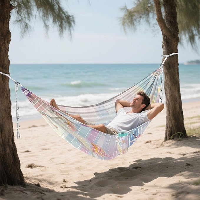 Hammocks for Outside Rainbow Stripes Camping Hammock Portable Hammocks with Tree Straps and Carry Bag Camping Accessories for Hiking Beach Outdoor