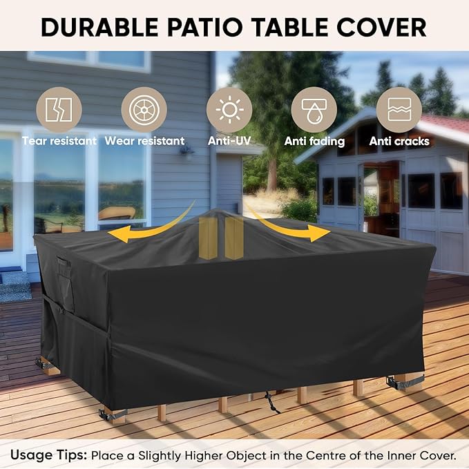 BALEINE Patio Furniture Covers, Outdoor Furniture Covers Waterproof, Heavy Duty Oxford Patio Table Cover for Outdoor Table, Chair, Sofa, Desk (Black, 74"L x 47"W x 28"H)