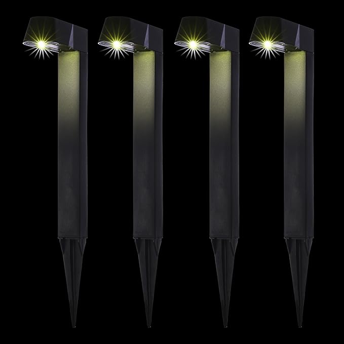 Alpine Corporation Solar-Powered Black Abstract Pathway Lights, 4-Piece (Pack of 2)