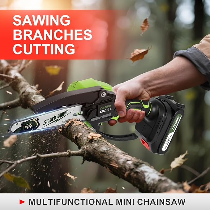 Mini Chainsaw, 6-inch Cordless Electric Mini Chainsaw, Portable Handheld Chain Saw for Tree Pruning Shearsand Garden Maintenance, Best Gift for Men Dad Husband(Green)