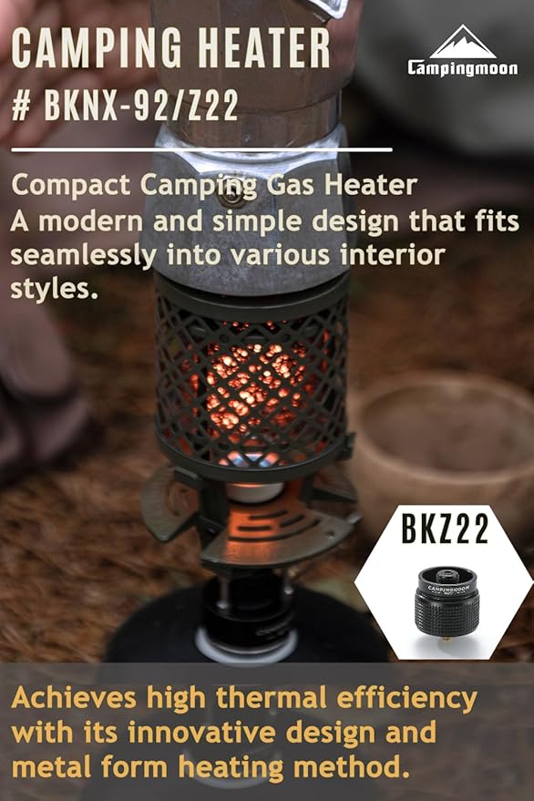 CAMPINGMOON T-HEATER GASWARE Gas Heater Propane Isobutane for Camping Outdoor Collaboration Limited Edition with EVA Case (BKNX-92+Z22)