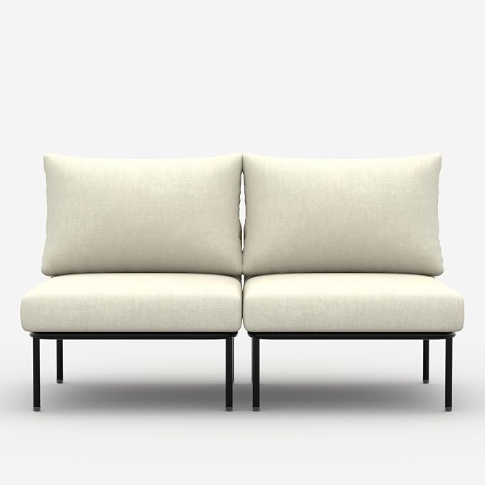 LayinSun 2 Pieces Aluminum Patio Furniture Set, Modern Modular Sectional Middle Chairs and Upgrade Thickness Cushion