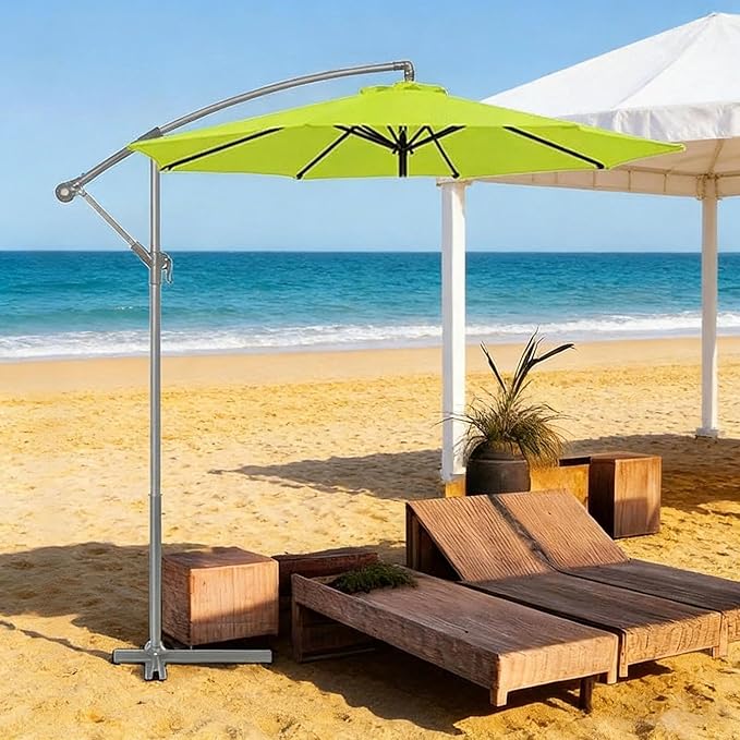 11ft – 8 Ribs Cantilever Umbrella Replacement Canopy, with UV-Resistant Polyester, Patio Umbrella Fabric Top Cover, for Outdoor Garden Deck Backyard(3.3m)