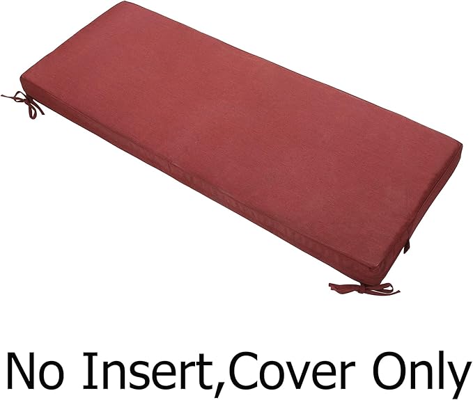 FUNHOME Outdoor Bench Cushion Cover 42 x18 x 3 inch,Water Resistant Cover with Zipper&Ties,Fade-Resistant Slipcover,Patio Porch Swing Cushion Cover Replacement Only,No Insert(Dark Red)