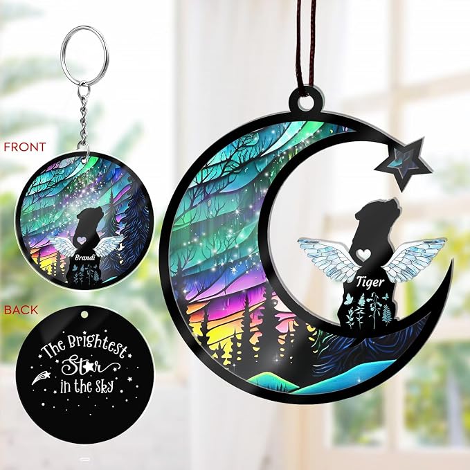 Personalized Dog Memorial Suncatcher, Pet Sympathy Gifts - Custom Dog Pass Away Gifts with Name Date