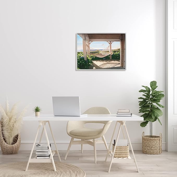 Stupell Industries Tranquil Hammock Warm Sunlit Porch Rural Garden Framed Wall Art, Design By Tom Mielko