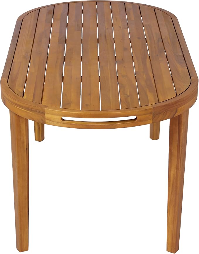 Christopher Knight Home Domac Acacia Wood Dining Table Set for 6, Solid Wood Outdoor Dining Set for 6, Oval Patio Dining Table and Chair Set with Cushion & Rope Accent, Cream Beige + Oatmeal + Teak