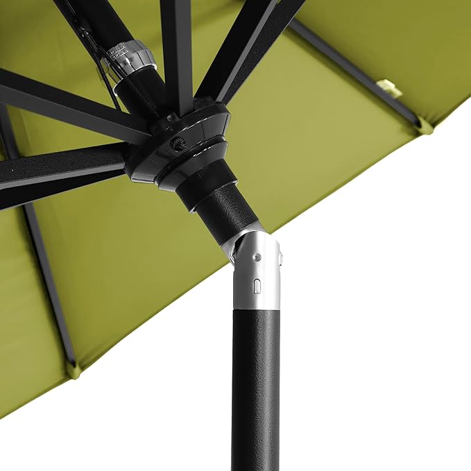California Umbrella 5-Year-Non-Fading, 9Ft Premium Patio Umbrella, Hand-Crank, Button-Tilt, Black Frame, Solution Dyed Kiwi Fabric