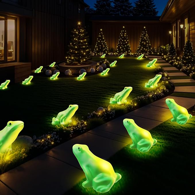 BeHiller Solar Frog Path Lights Outdoor for Garden Art Decor,6PACKS Frog Easter Yard Decorations,Frog Lights for Housewarming Gifts,Lawn Ornament,Gardening Gifts for Grandma,Women,Mom Day,House Decor